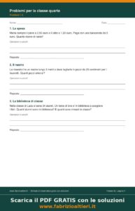 Problemi di matematica per la classe quarta e quinta, PDF gratuito con soluzioni