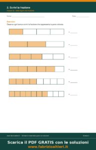 Schede sulle frazioni con barre da colorare per la scuola primaria, PDF gratuito con soluzioni