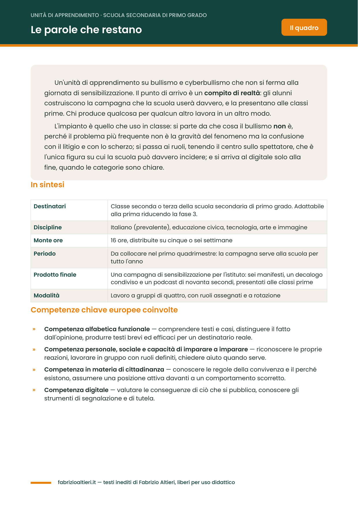 UDA sul bullismo e cyberbullismo per la scuola secondaria di primo grado, unità di apprendimento da stampare in PDF